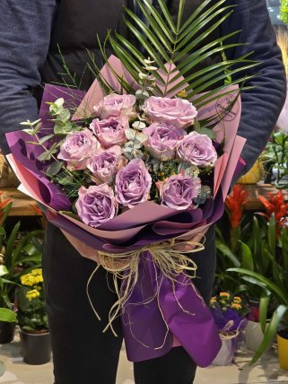 10 Adet Lila Gül Buketi