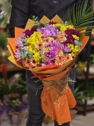 Büyük Boy Renkli Kır Çiçekleri Buketi