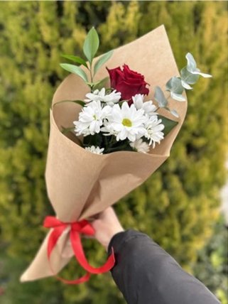 1 Papatya 1 gül Buket