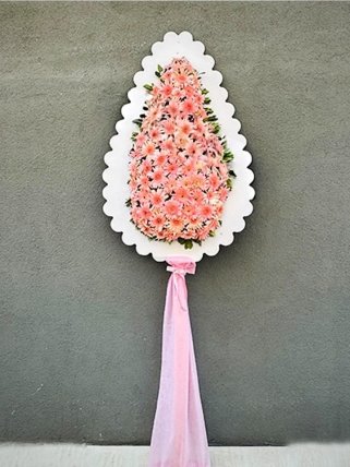 Canlı Pembe Gerbera Çiçekli Açılış/Tören Çelengi