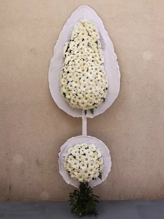 Asil Beyaz Gerbera Çelenk (Çift Katlı)