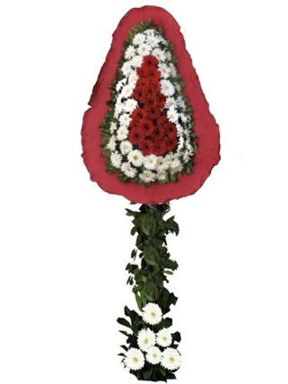 Burdur Çiçekçi: Lüks Kırmızı, Beyaz ve Yeşil Düğün/Açılış Çelengi