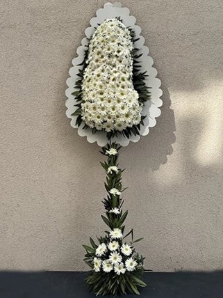 Burdur Çiçekçi: Beyaz Papatya/Kasımpatı Lüks Tören Çelengi
