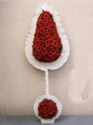Burdur Çiçekçi: Çift Katlı Lüks Kırmızı Gerbera Açılış Çelengi
