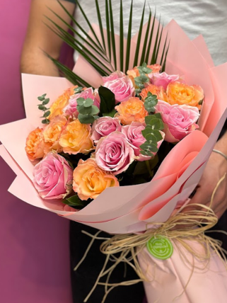 20 Pembe ve Turuncu Gül Buketi