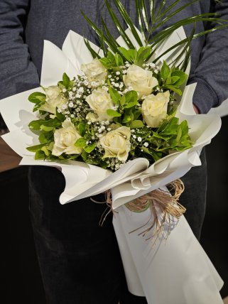 Burdur Çiçek Beyaz Gül Buketi