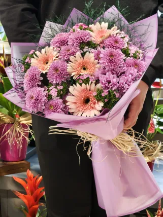 Pembe Lila Çiçek Buketi