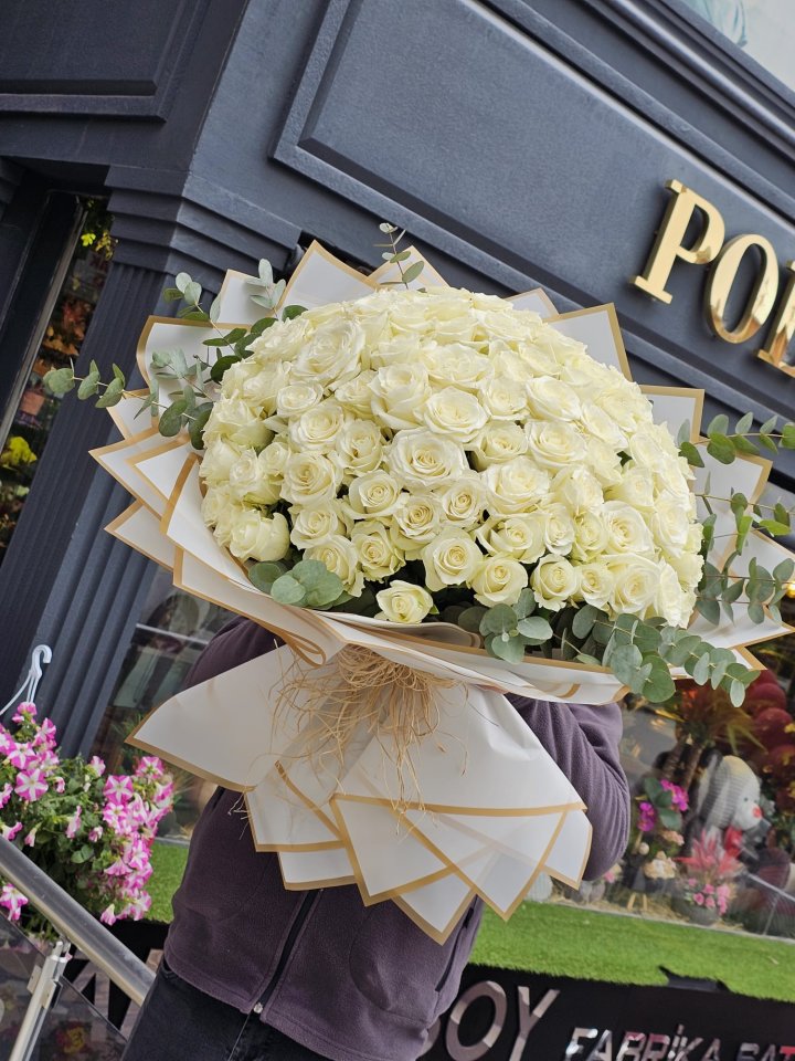 101 Beyaz Gül Buketi