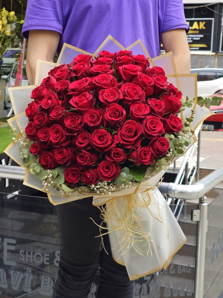 Büyük Aşk 51 Kırmızı Gül Buketi, burdur çiçekçilik