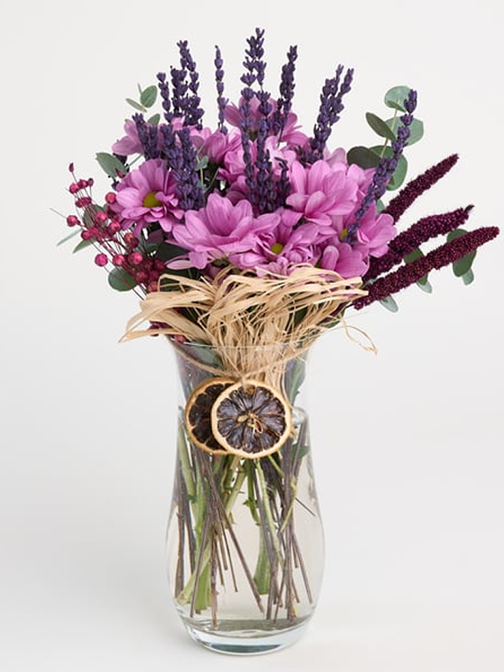 Cam Vazoda Pembe Papatya Aranjmanı