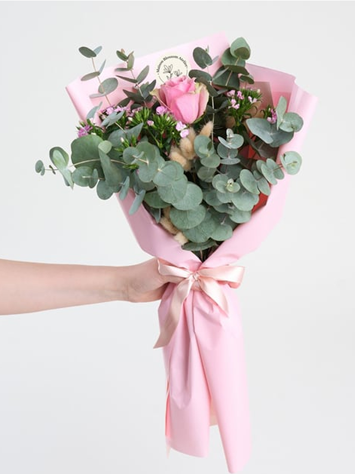 Tek Pembe Gül Buketi