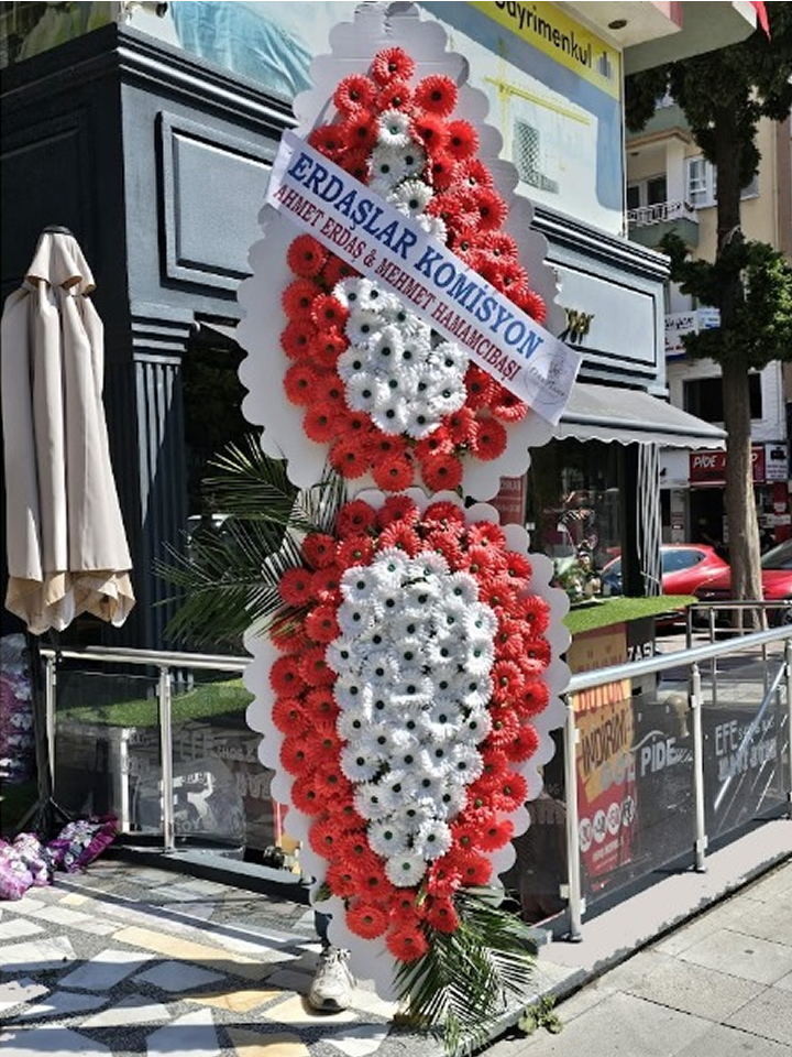 Çift Katlı Büyük Boy Yapay Çiçekli Çelenk