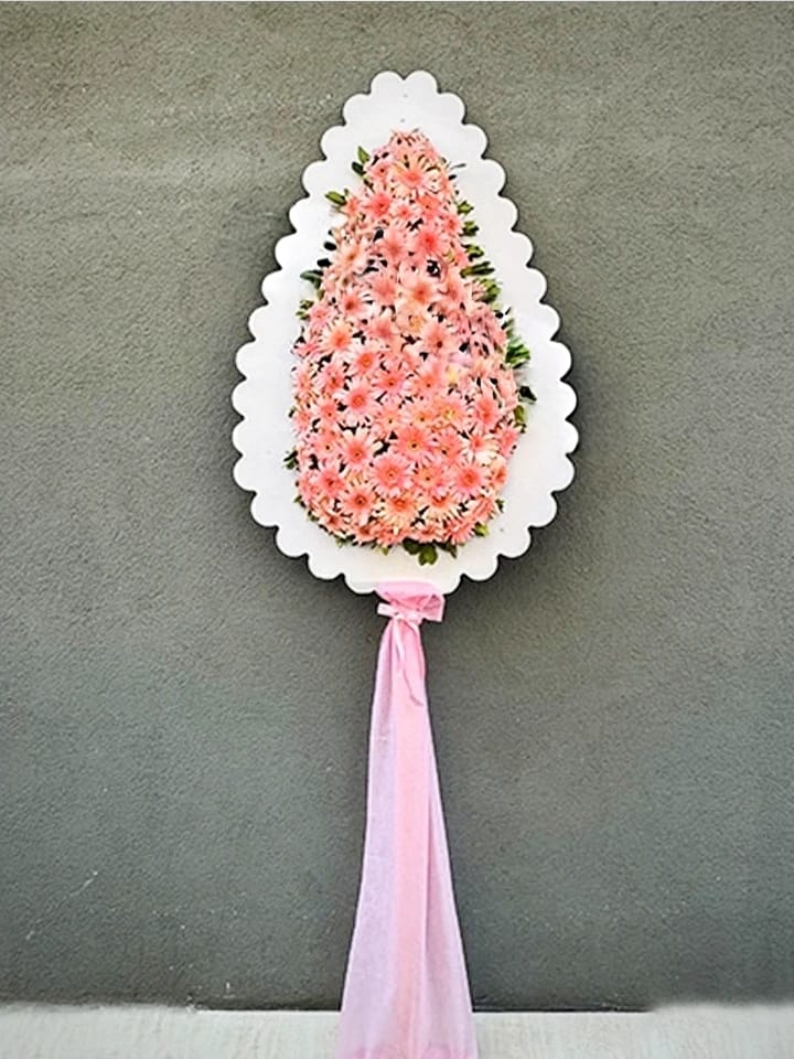 Canlı Pembe Gerbera Çiçekli Açılış/Tören Çelengi