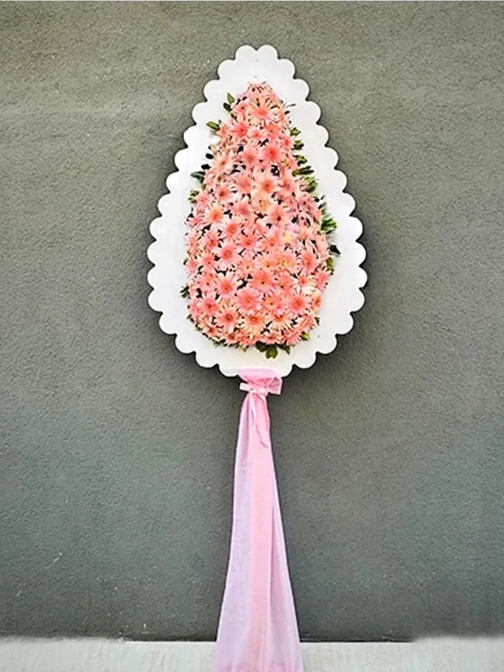 Canlı Pembe Gerbera Çiçekli Açılış/Tören Çelengi