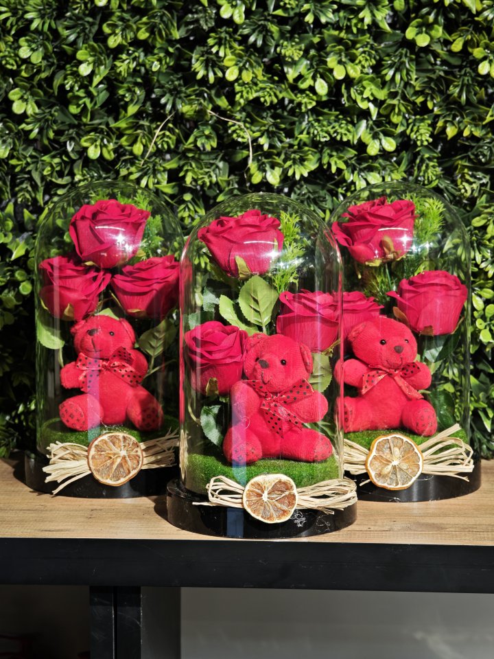 Kırmızı Gül ve Sevimli Ayıcık