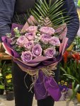 Çiçekçi - 10 Adet Lila Gül Buketi