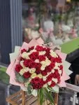 Çiçekçi - 101 Kırmızı Ve Beyaz Güller Buketi