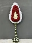 Çiçekçi - Burdur Çiçekçi: Kırmızı Gerbera ve Beyaz Motifli Lüks Tören/Açılış Çelengi