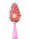 Çiçekçi - Burdur Çiçekçi: Pembe Gerbera ve Beyaz Desenli Açılış, düğün Çelengi